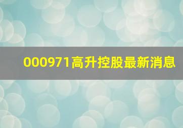 000971高升控股最新消息