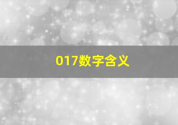 017数字含义