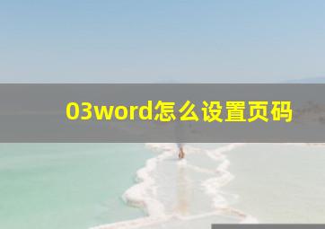 03word怎么设置页码