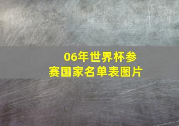 06年世界杯参赛国家名单表图片