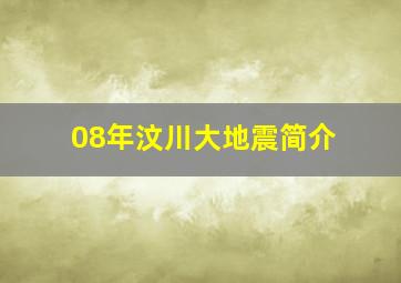 08年汶川大地震简介