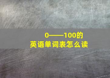 0――100的英语单词表怎么读