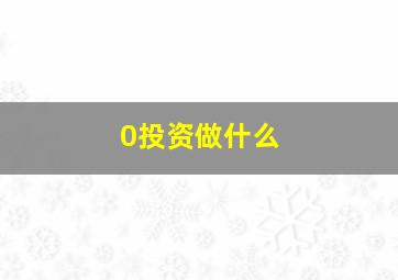 0投资做什么