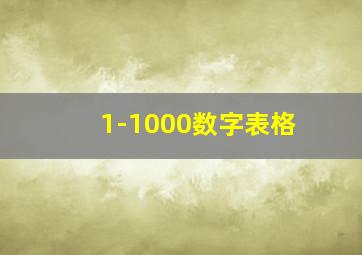 1-1000数字表格