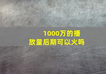 1000万的播放量后期可以火吗