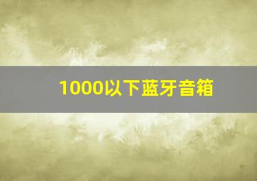 1000以下蓝牙音箱