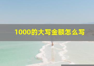 1000的大写金额怎么写