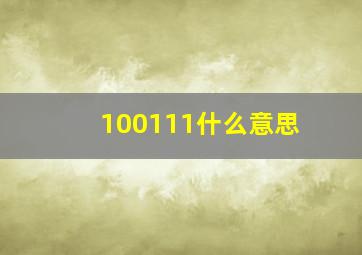 100111什么意思