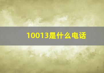 10013是什么电话