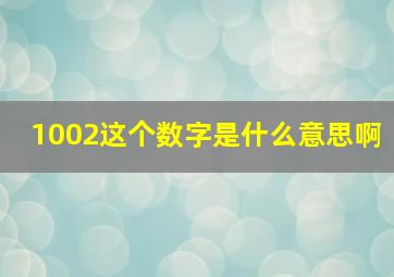 1002这个数字是什么意思啊