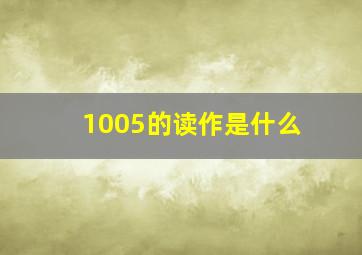 1005的读作是什么