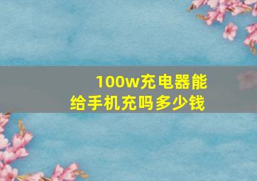 100w充电器能给手机充吗多少钱