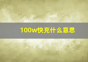 100w快充什么意思