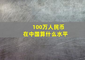 100万人民币在中国算什么水平