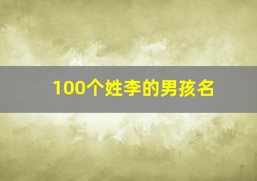 100个姓李的男孩名