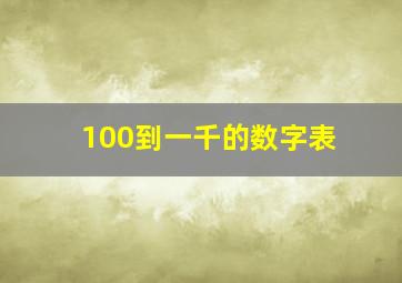 100到一千的数字表