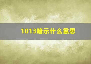 1013暗示什么意思