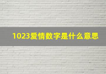 1023爱情数字是什么意思