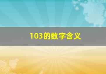 103的数字含义