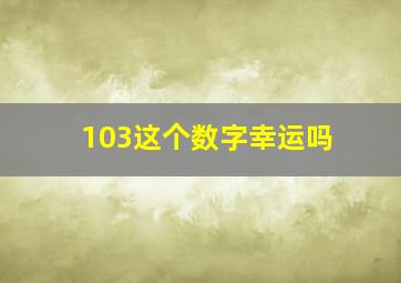 103这个数字幸运吗