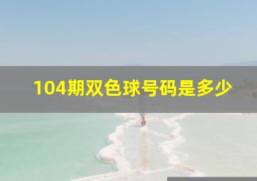 104期双色球号码是多少