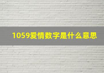 1059爱情数字是什么意思