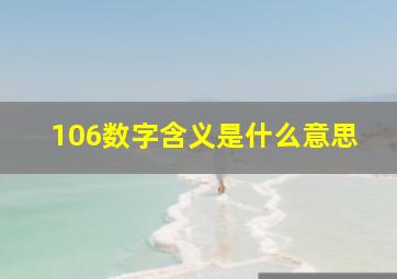 106数字含义是什么意思