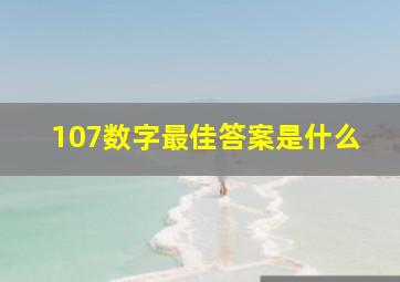 107数字最佳答案是什么