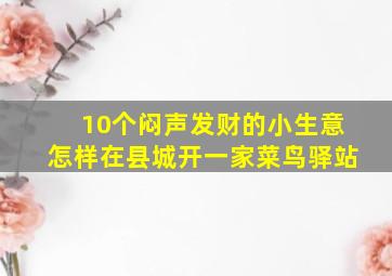 10个闷声发财的小生意怎样在县城开一家菜鸟驿站