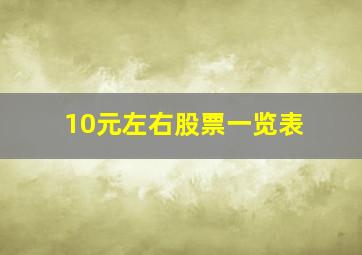 10元左右股票一览表