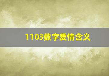 1103数字爱情含义