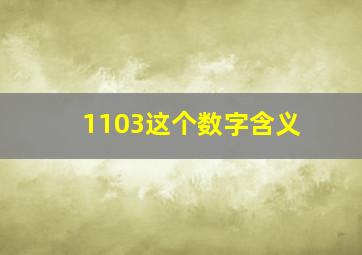 1103这个数字含义