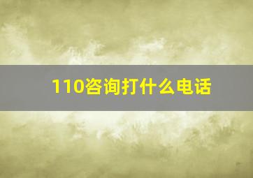 110咨询打什么电话