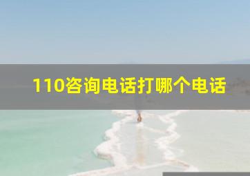 110咨询电话打哪个电话