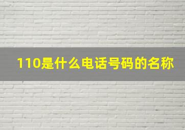 110是什么电话号码的名称