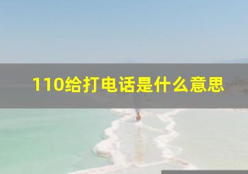 110给打电话是什么意思