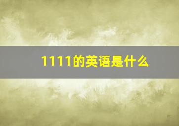 1111的英语是什么