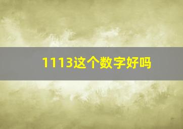 1113这个数字好吗