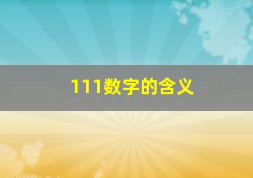 111数字的含义