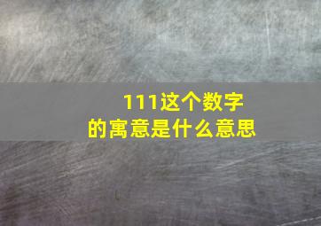 111这个数字的寓意是什么意思