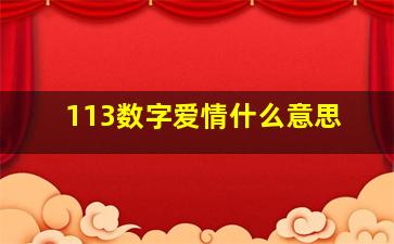 113数字爱情什么意思