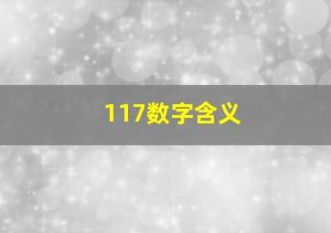 117数字含义