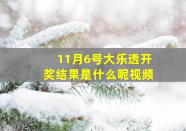 11月6号大乐透开奖结果是什么呢视频