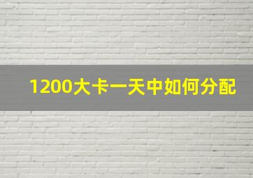 1200大卡一天中如何分配