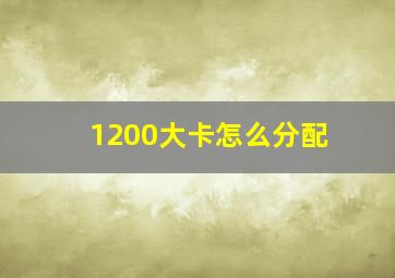 1200大卡怎么分配