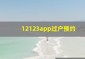 12123app过户预约