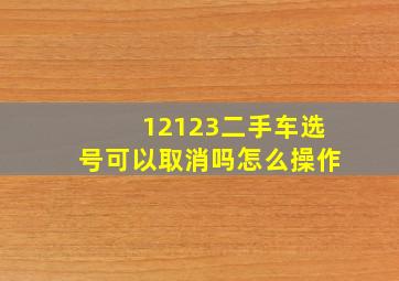 12123二手车选号可以取消吗怎么操作