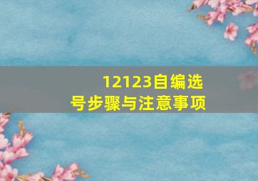 12123自编选号步骤与注意事项