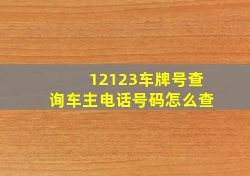 12123车牌号查询车主电话号码怎么查