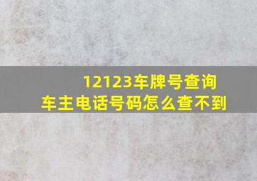 12123车牌号查询车主电话号码怎么查不到